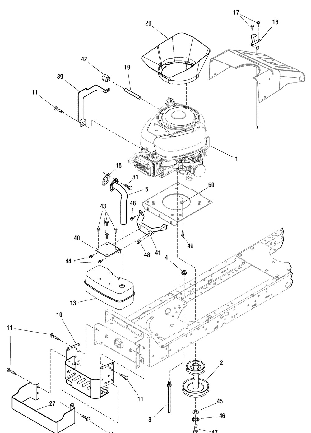 Engine Group - 19.5hp Briggs And Stratton Diagram and Parts List for 7800568-RT195460 2009 Briggs and Stratton Lawn Tractor